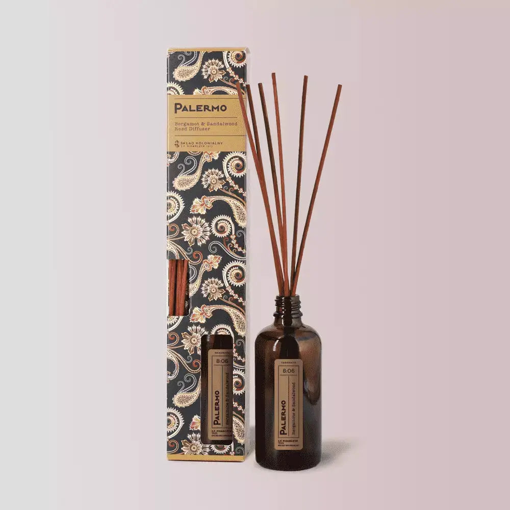 PALERMO 8:06 Bergamot & Sandalwood Naturalny Dyfuzor Rattanowy - Kolekcja Travels JF Pisarczyk 1925