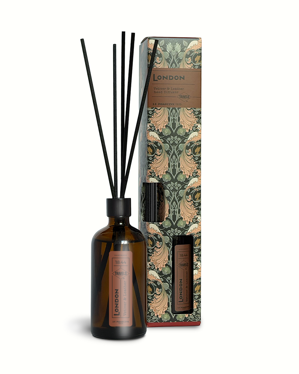 LONDON 18:44 Vetiver & Leather — dyfuzor ratanowy, kolekcja Travels