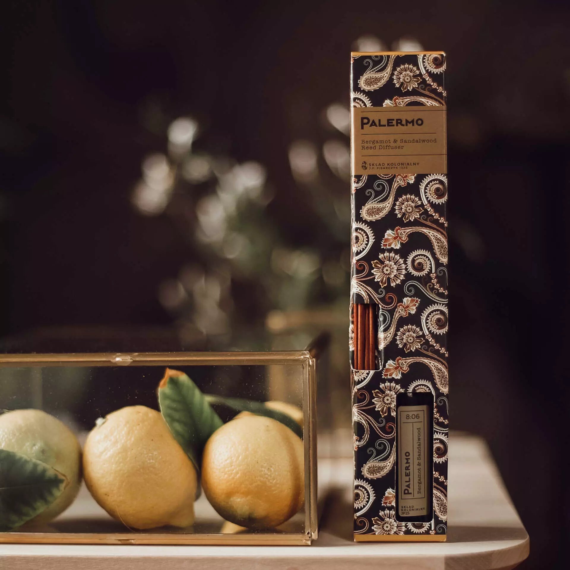 PALERMO 8:06 Bergamot & Sandalwood Naturalny Dyfuzor Rattanowy - Kolekcja Travels JF Pisarczyk 1925