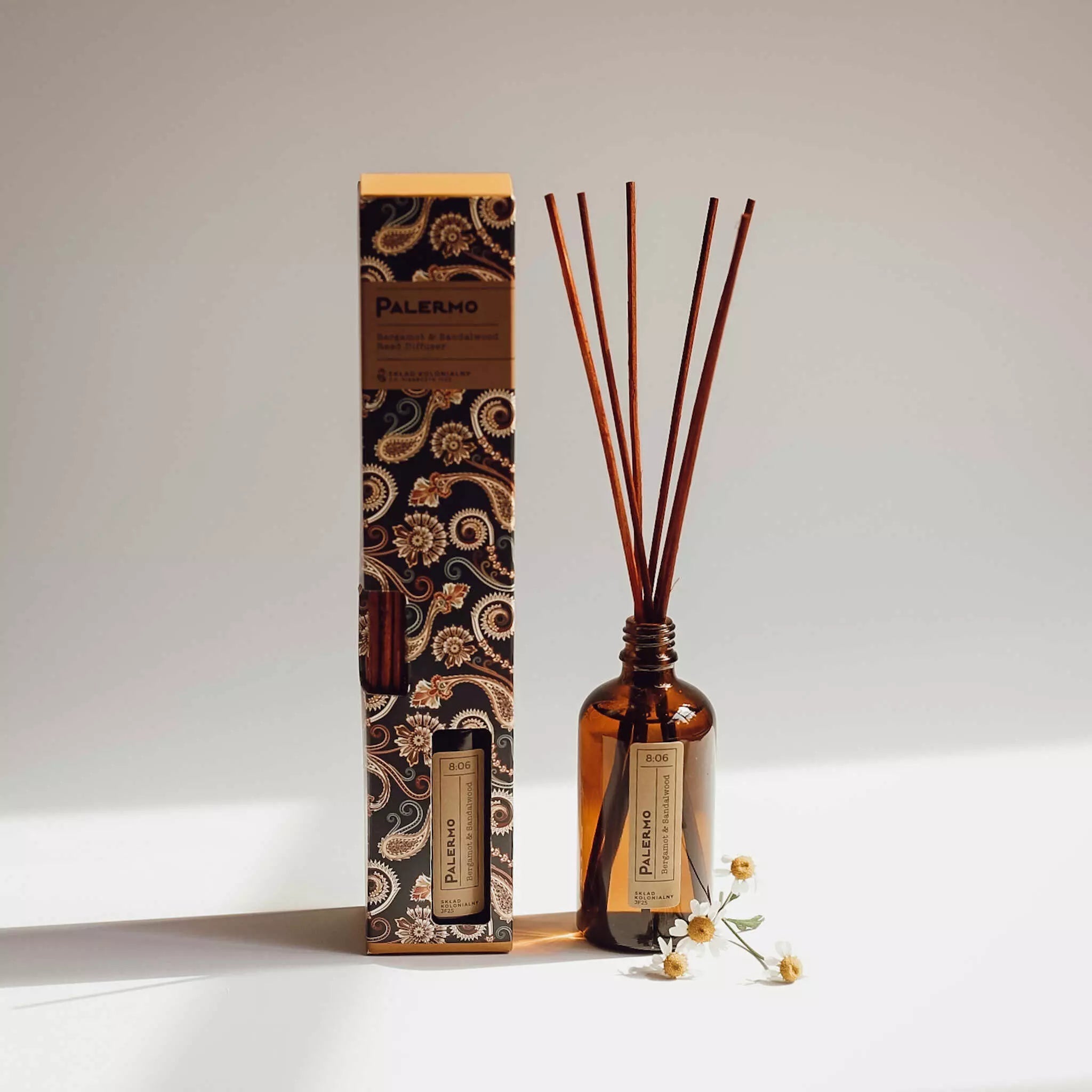 PALERMO 8:06 Bergamot & Sandalwood Naturalny Dyfuzor Rattanowy - Kolekcja Travels JF Pisarczyk 1925