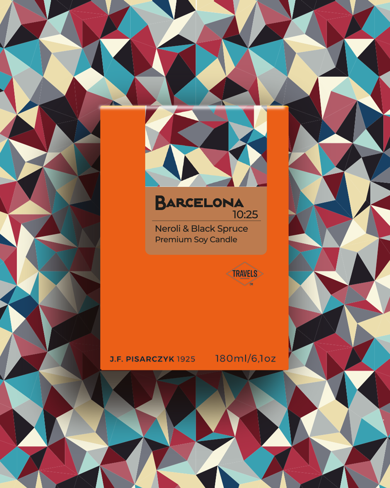 BARCELONA 10:25 Neroli & Black Spruce - Świeca sojowa premium - Kolekcja Travels