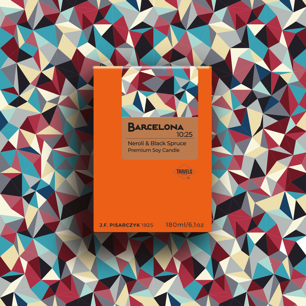 BARCELONA 10:25 Neroli & Black Spruce - Świeca sojowa premium - Kolekcja Travels