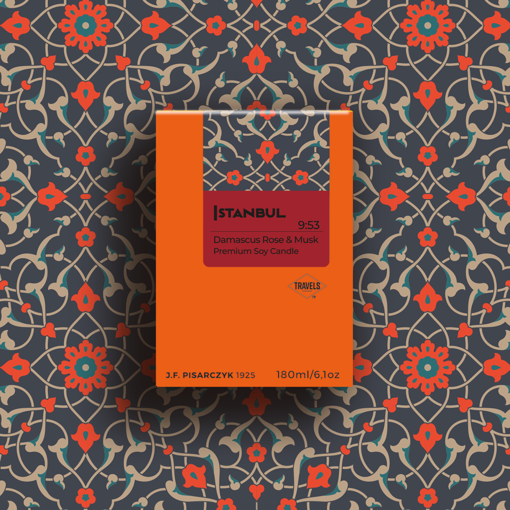 ISTANBUL 9:53 Damascus Rose & Musk - Świeca sojowa premium - Kolekcja Travels