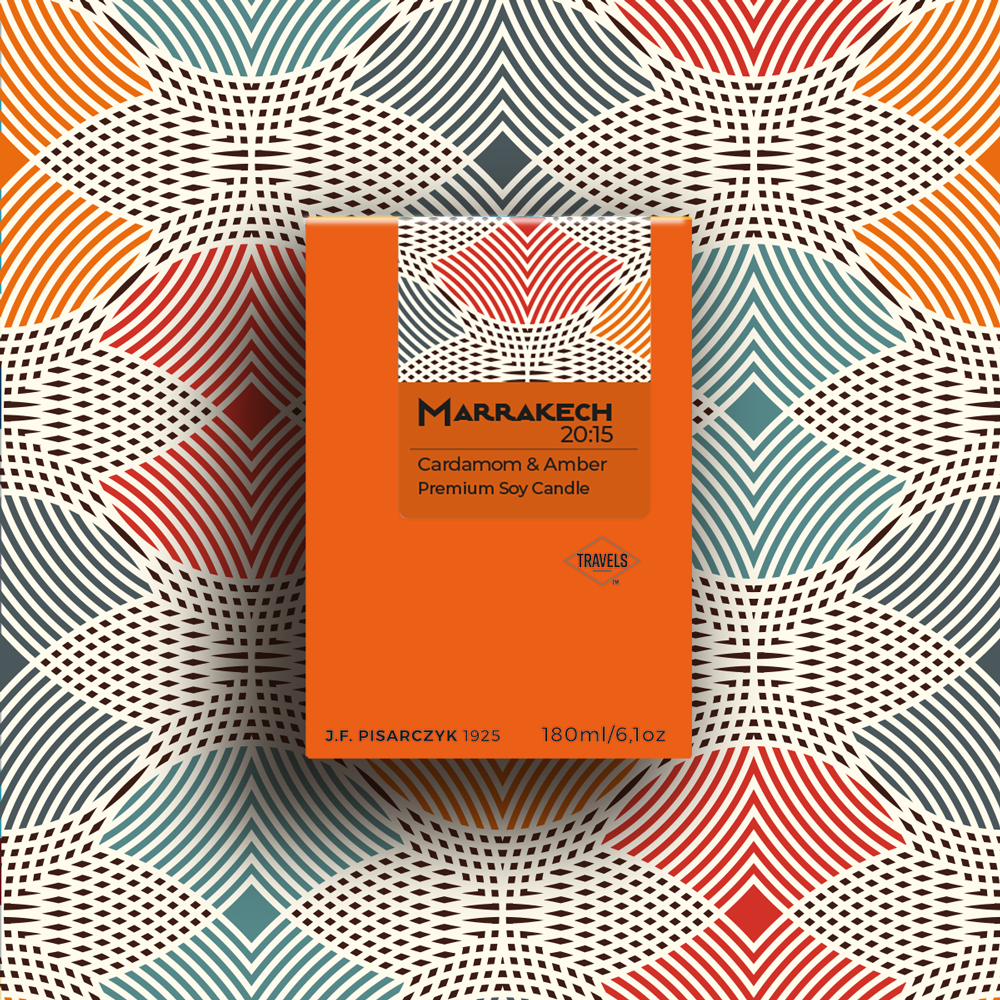 MARRAKECH 20:15 Cardamom & Amber - Świeca sojowa premium - Kolekcja Travels
