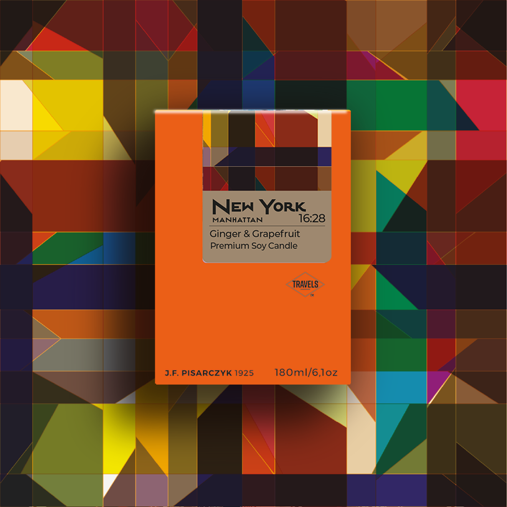 NEW YORK 16:28 Ginger & Grapefruit - Świeca sojowa premium - Kolekcja Travels