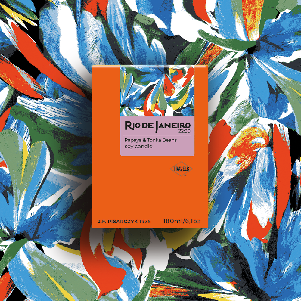 RIO DE JANEIRO 22:30 Papaya & Tonka beans - Świeca sojowa premium - Kolekcja Travels