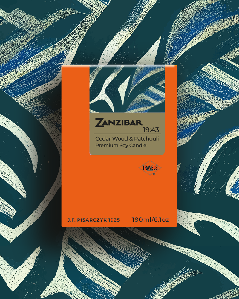 ZANZIBAR 21:48 Cedarwood & Patchouli - Świeca sojowa premium - Kolekcja Travels