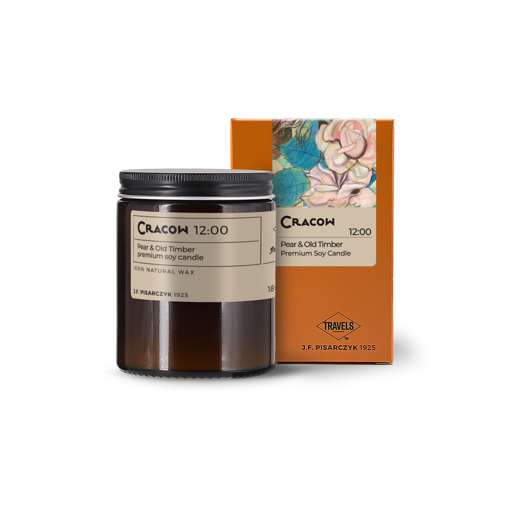 CRACOW 12:00 Pear & Old Timber - Świeca sojowa premium - Kolekcja Travels