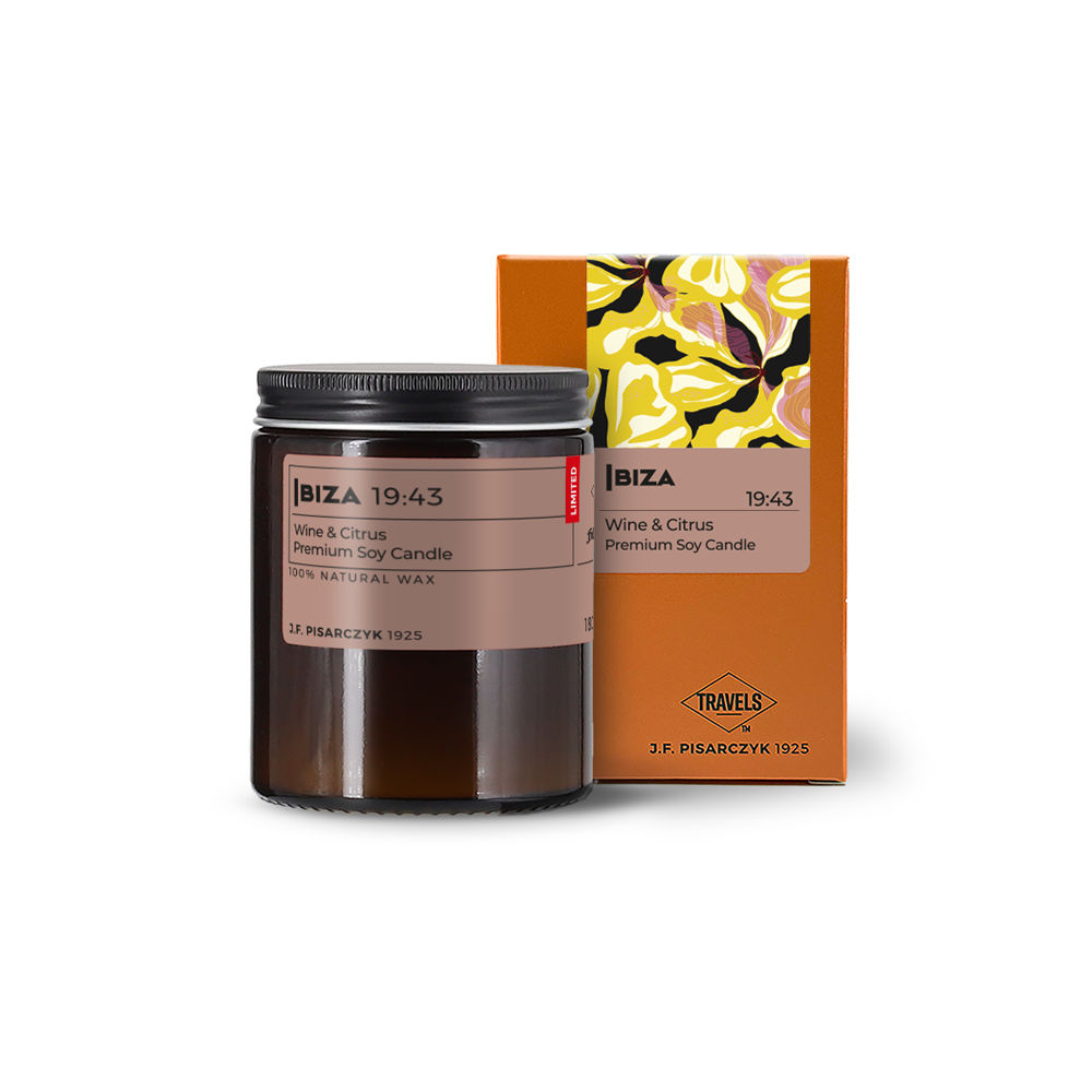 IBIZA 19:43 Wine & Citrus - Świeca sojowa premium - Kolekcja Travels