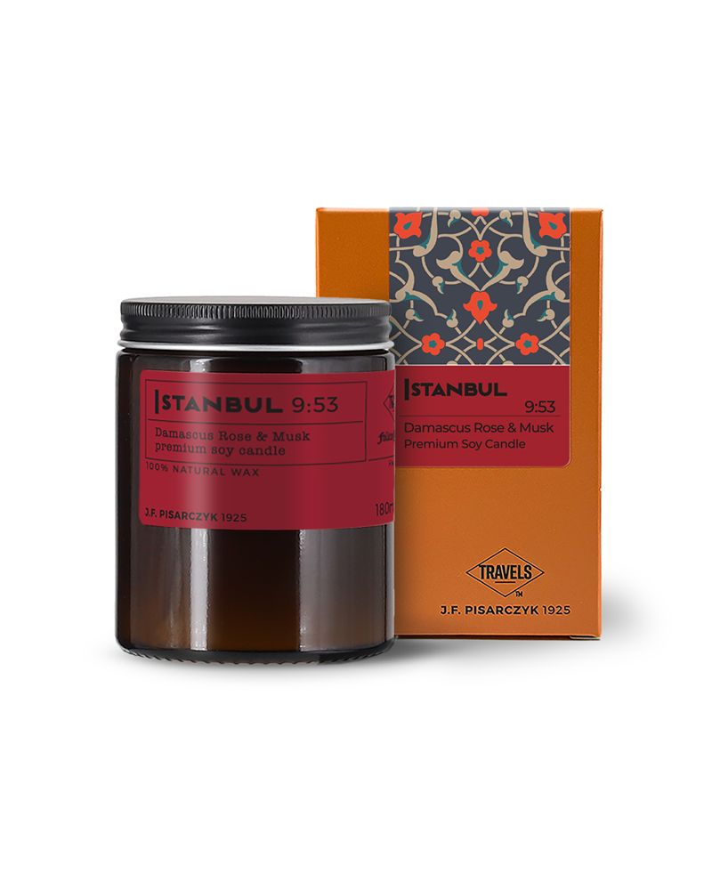 ISTANBUL 9:53 Damascus Rose & Musk - Świeca sojowa premium - Kolekcja Travels