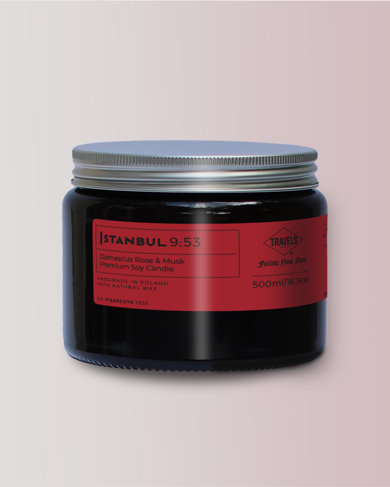 ISTANBUL 9:53 Damascus Rose & Musk - Świeca sojowa premium - Kolekcja Travels