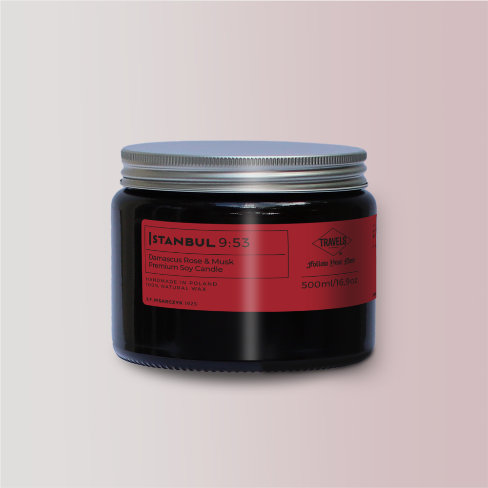 ISTANBUL 9:53 Damascus Rose & Musk - Świeca sojowa premium - Kolekcja Travels