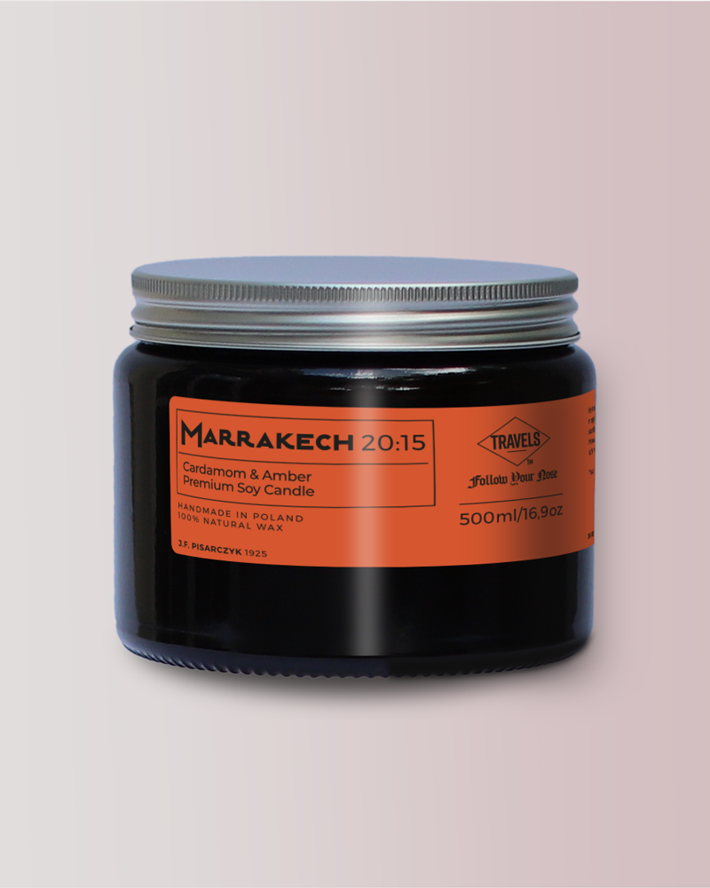 MARRAKECH 20:15 Cardamom & Amber - Świeca sojowa premium - Kolekcja Travels