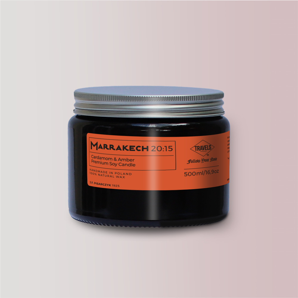 MARRAKECH 20:15 Cardamom & Amber - Świeca sojowa premium - Kolekcja Travels