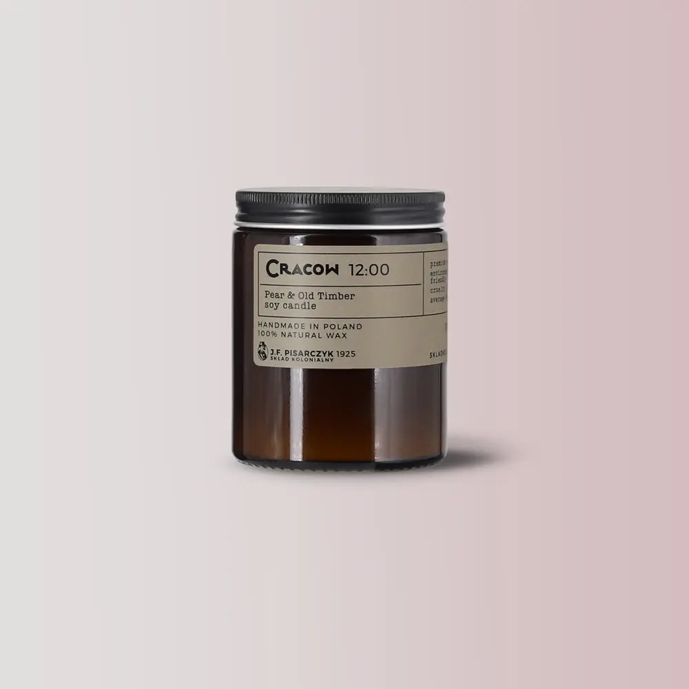 CRACOW 12:00 Pear & Old Timber - Naturalna Świeca Sojowa - Kolekcja Travels