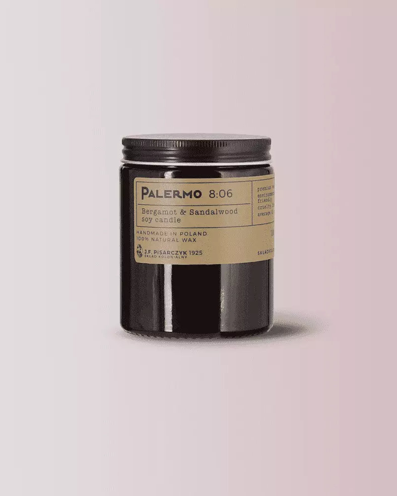 PALERMO 8:06 Bergamot & Sandalwood - Świeca sojowa premium - Kolekcja Travels