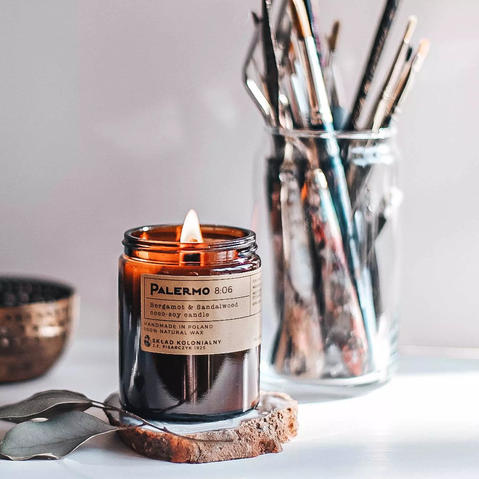 PALERMO 8:06 Bergamot & Sandalwood - Naturalna Świeca Sojowa - Kolekcja Travels ogien