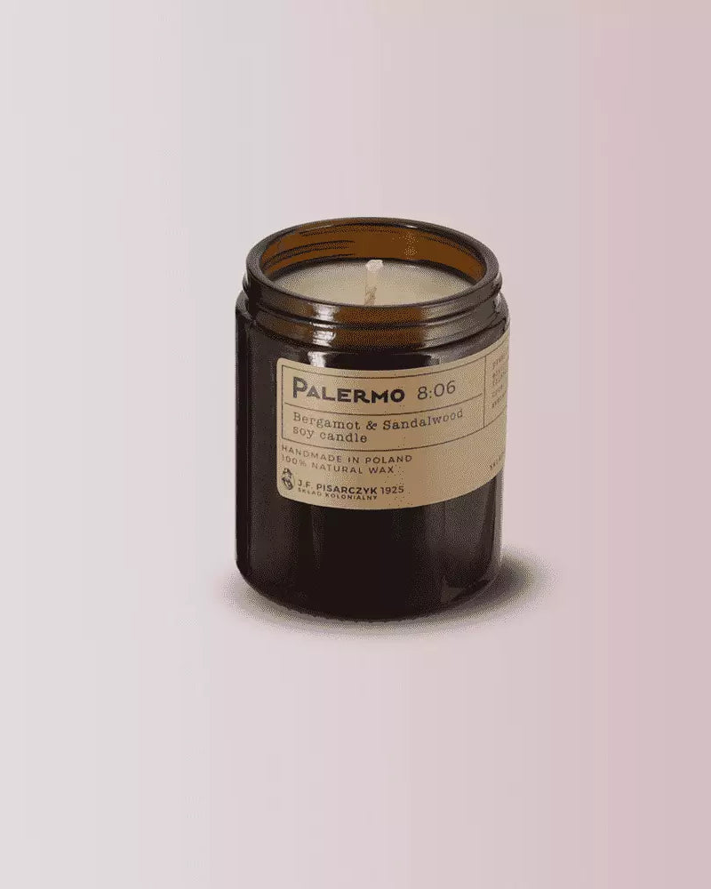 PALERMO 8:06 Bergamot & Sandalwood - Świeca sojowa premium - Kolekcja Travels
