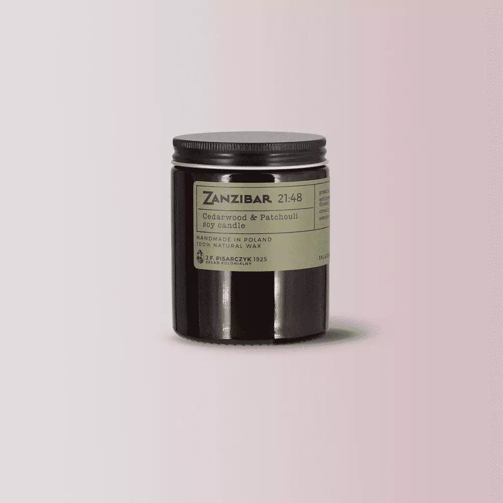 ZANZIBAR 21:48 Cedarwood & Patchouli - Naturalna Świeca Sojowa - Kolekcja Travels