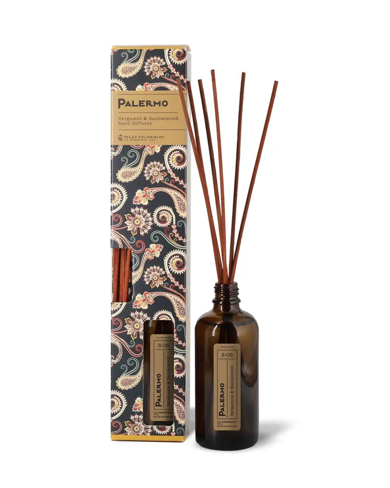 PALERMO 8:06 Bergamot & Sandalwood Dyfuzor Rattanowy - Kolekcja Travels