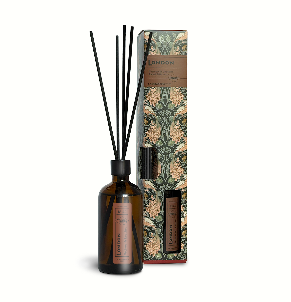 LONDON 18:44 Vetiver & Leather — dyfuzor ratanowy, kolekcja Travels