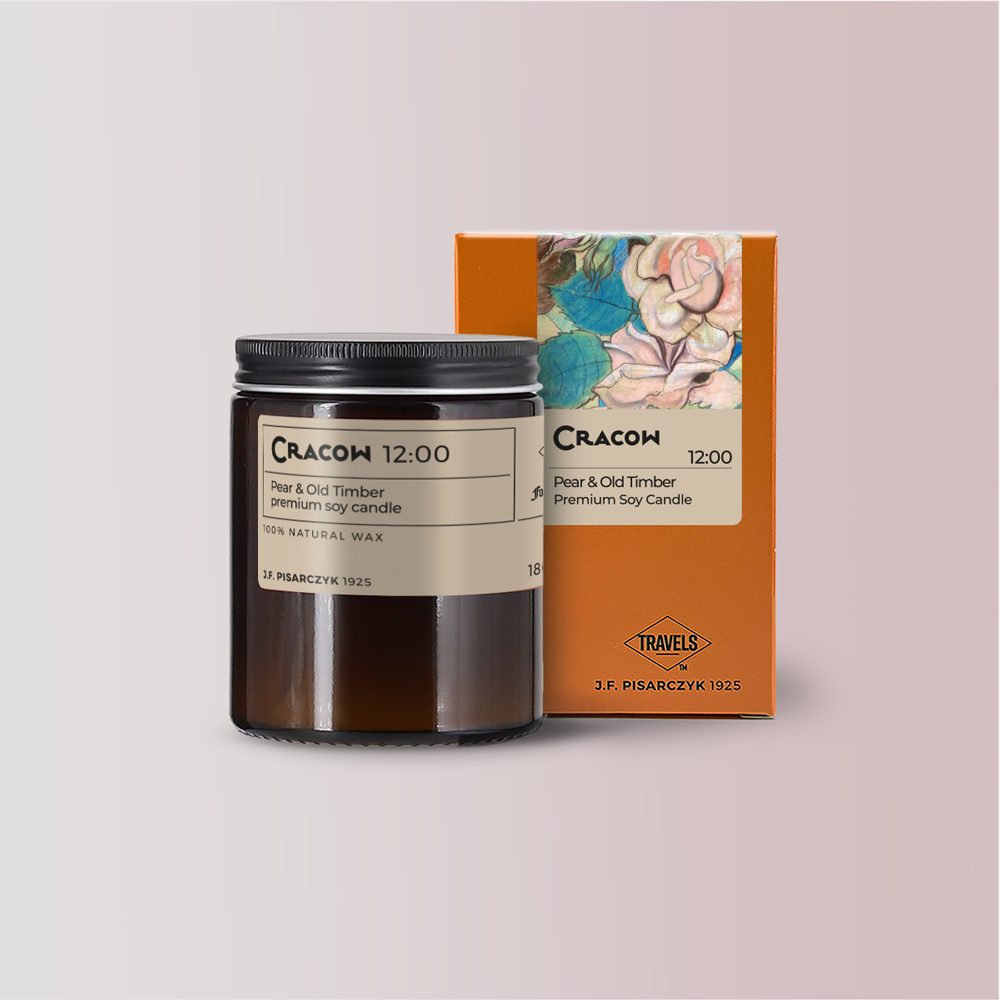 CRACOW 12:00 Pear & Old Timber - Świeca sojowa premium - Kolekcja Travels