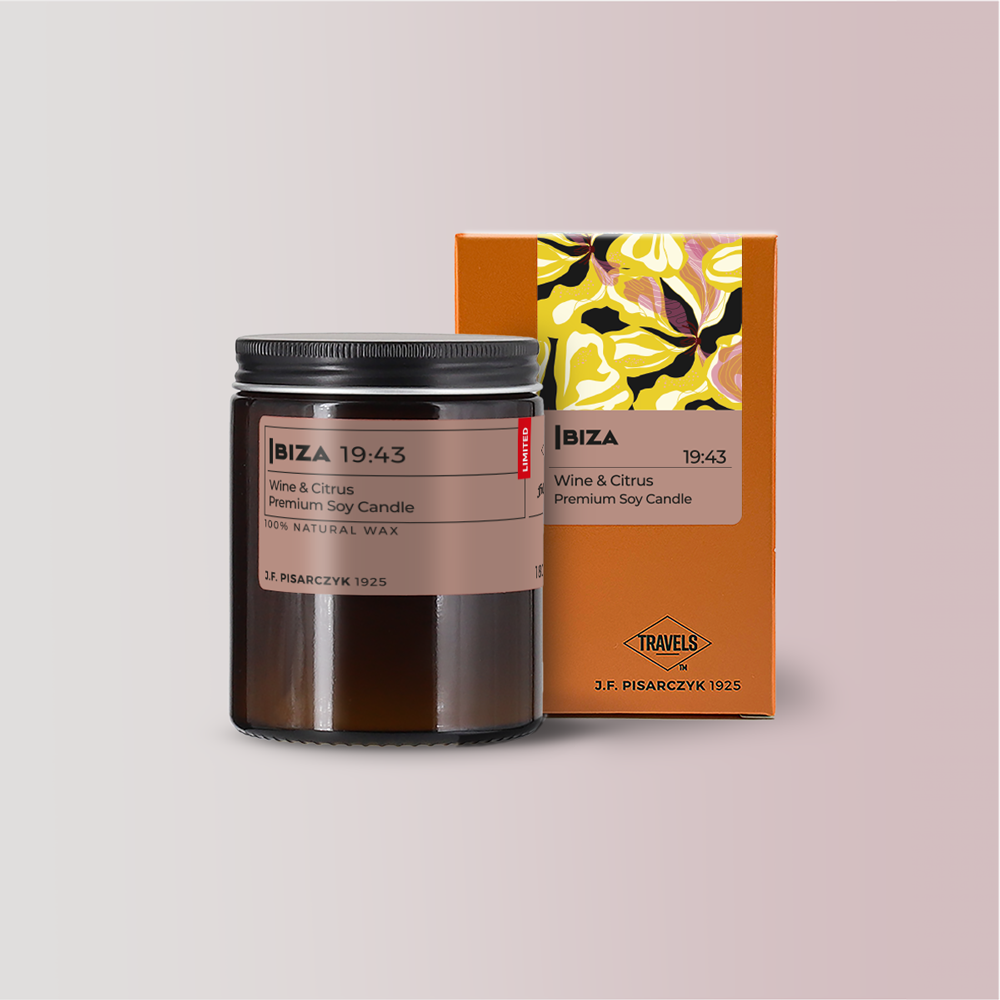 IBIZA 19:43 Wine & Citrus - Świeca sojowa premium - Kolekcja Travels