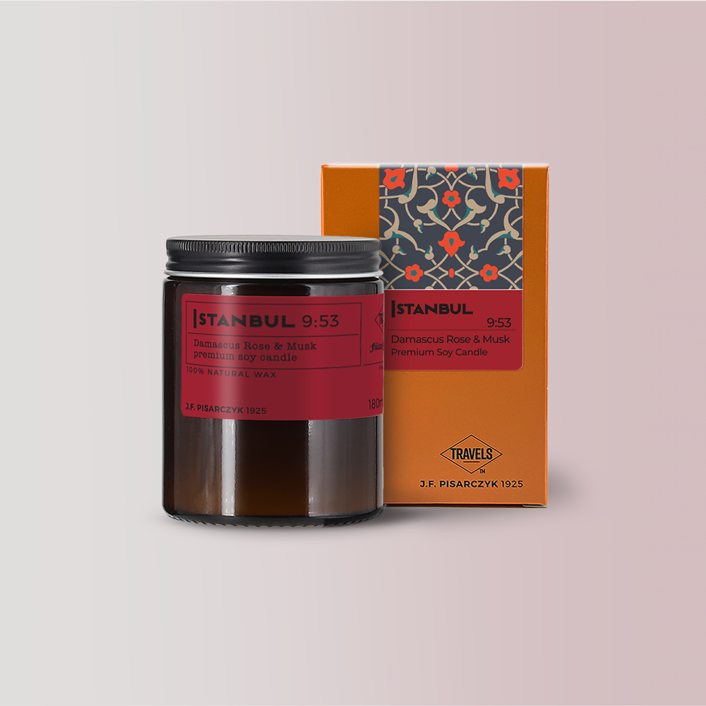 ISTANBUL 9:53 Damascus Rose & Musk - Świeca sojowa premium - Kolekcja Travels