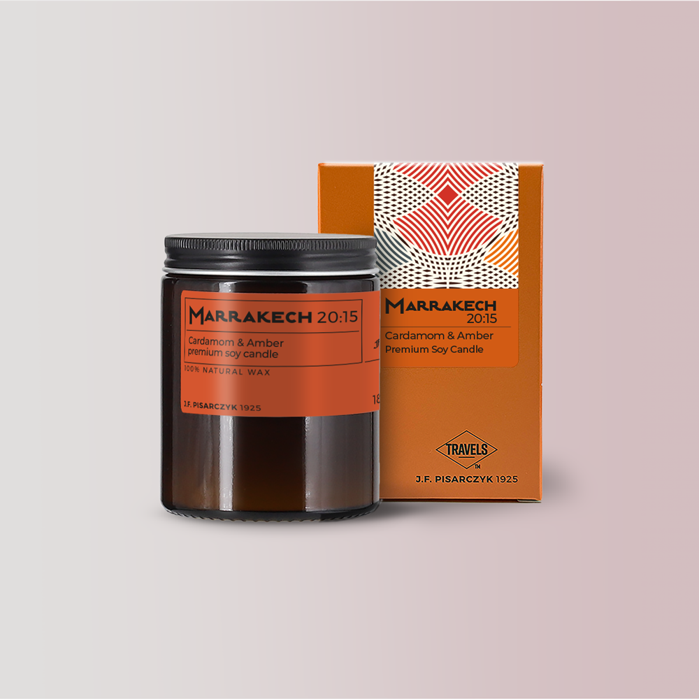 MARRAKECH 20:15 Cardamom & Amber - Świeca sojowa premium - Kolekcja Travels