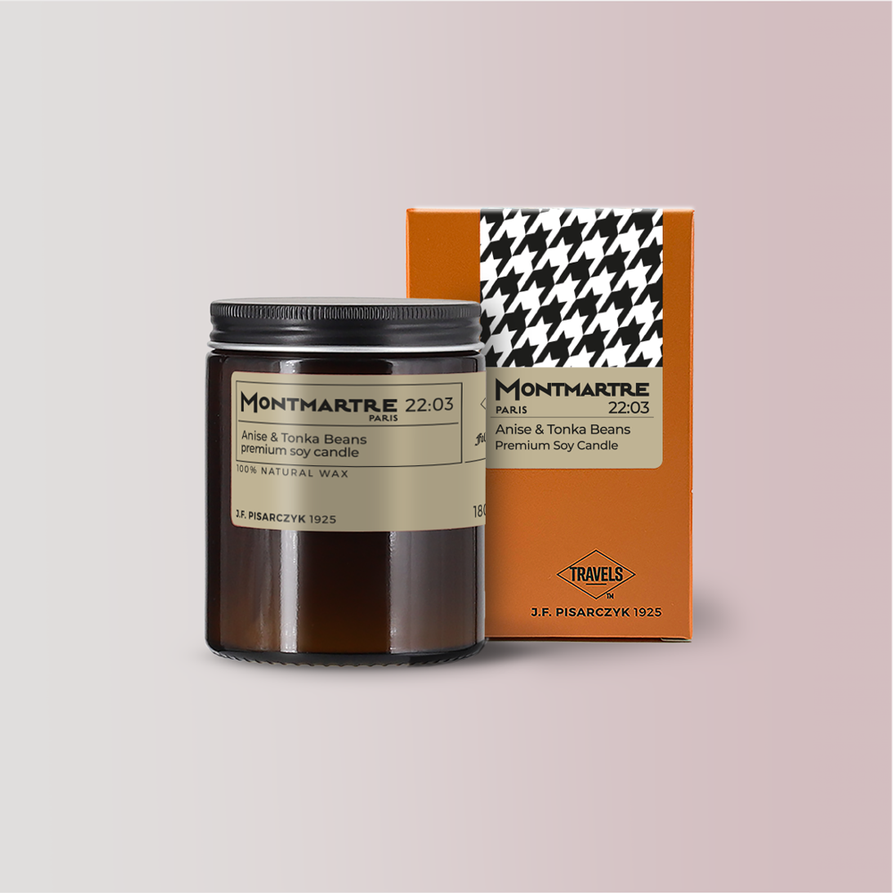 MONTMARTRE PARIS 22:03 Anise & Tonka Beans - Świeca sojowa premium - Kolekcja Travels