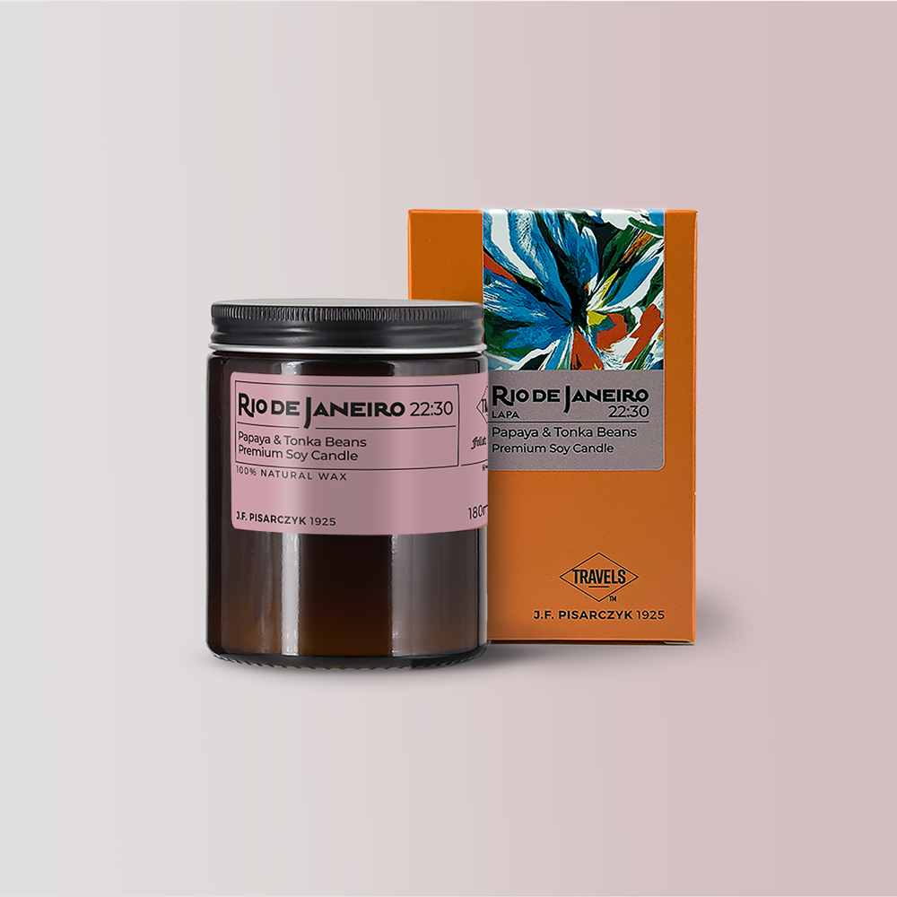 RIO DE JANEIRO 22:30 Papaya & Tonka beans - Świeca sojowa premium - Kolekcja Travels