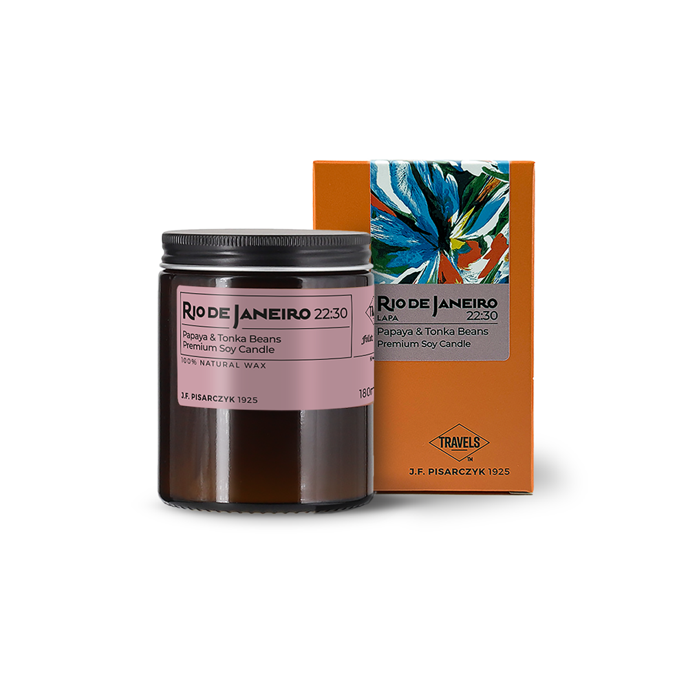 RIO DE JANEIRO 22:30 Papaya & Tonka beans - Świeca sojowa premium - Kolekcja Travels