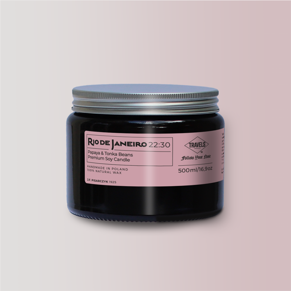 RIO DE JANEIRO 22:30 Papaya & Tonka beans - Świeca sojowa premium - Kolekcja Travels