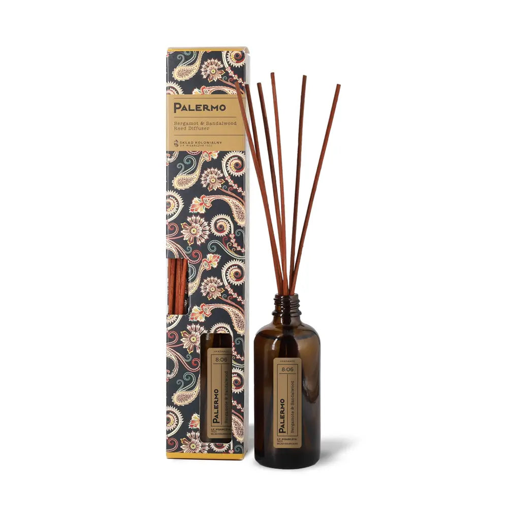 PALERMO 8:06 Bergamot & Sandalwood Dyfuzor Rattanowy - Kolekcja Travels